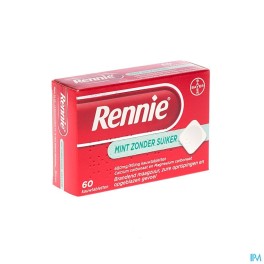 Zwitserse Apotheek|Rennie Menthe S/sucre Past 60|Antiacides